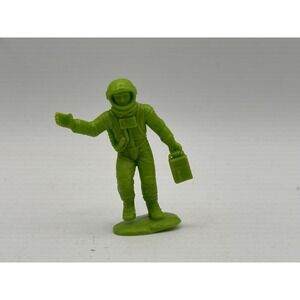 Vtg Plastic Galaxy Laser Patrol Tim Mee Bright Green Astronaut Toy Cake Topper